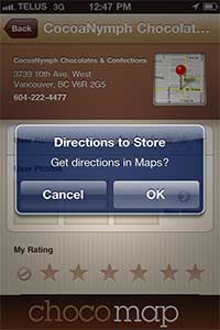 Get Directions to Chocolate Shop